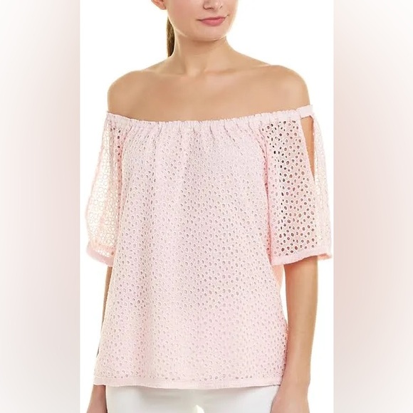 [LILLY PULITZER] Lillette Top in ‘Paradise Tint Eyelet Crinkle Chiffon’ - Picture 4 of 11